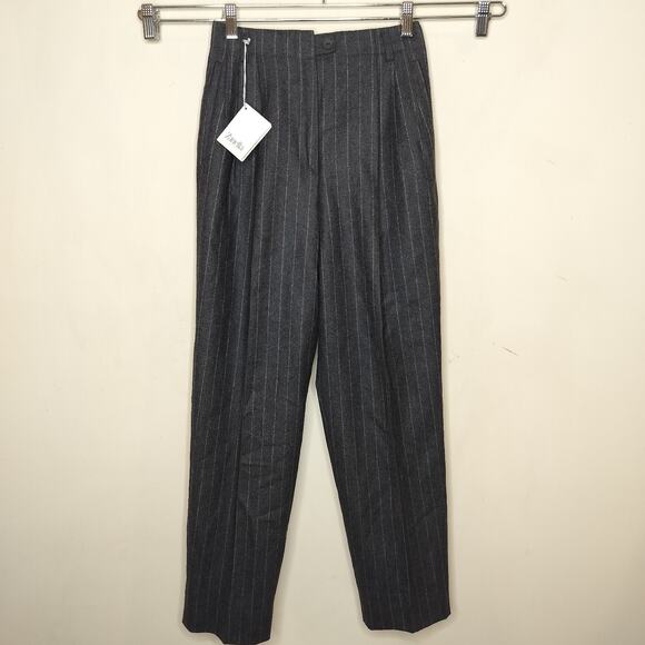 Zanella Wool Dress Pants Pinstripe Made In Italy Pleated Trousers - Picture 1 of 13